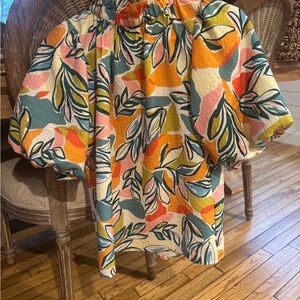 THML Multicolor Leaf Print Top